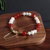 Nova Pulseira Chinesa Pedra Natural Pulseira de Pérola de Água Doce Ágata Vermelha Cristal Rosa Estilo Étnico Combinação Livre Moda Live TikTok