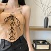 Chica Sexy Encaje Irregular Cordones Cintura Tirante Ropa Interior Femenina Almohadilla de Pecho Hecha a Mano Cuello de Niña Cordones Cuero Envuelto Pecho Mujeres Sin Tirantes
