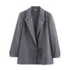 Atacado 2025 Primavera Novo Estilo Europeu e Americano Feminino Cinza Estilo Executivo Blazer de Terno Pequeno Terno 9264