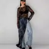 Vestido de encaje transparente con abertura, estilo europeo y americano nuevo, diseño elegante, cuello redondo, manga larga, blusa para verano y otoño 2026, adecuado para desplazamientos transfronterizos