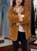 Ropa de Abrigo Retro de Ante y Lana de Cordero para Mujer 2025 Otoño e Invierno Nuevo Estilo Reversible Piel Integrada en la Parte Superior Corte Holgado