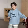 Sudadera con capucha de forro polar para bebé y niño Elmo Rojo de Año Nuevo Estilo Invierno 2025 Sudadera Gruesa con Estampado de Letras Americanas para Niños y Niñas