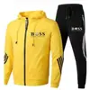 Suéter deportivo informal de dos piezas para hombre, sudadera con capucha estampada, disponible en stock.