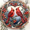 Letrero redondo de hierro y aluminio vintage Pájaro rojo navideño Gnomo Letrero de puerta Arte de hierro para pared Letrero decorativo transfronterizo
