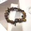 Pulseiras Coloridas Personalizadas de Pedra Natural, Pulseiras Coloridas Assimétricas Feitas à Mão, Pulseiras Modernas e Simples para Mulheres