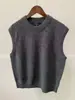 Colete Retrô Sem Manga Gola Redonda, Peça de Outono Tricô Feminino Lã Cashmere, Colete Suéter em Camadas Estilo Francês