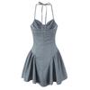 Nicho Puro Deseo Vestido Sexy sin Espalda con Cintura Anudada de Rayas de Alta Gama para Mujer Verano 2025 Nuevo