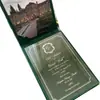 Caja de Regalo de Terciopelo Verde Oscuro Más Vendida Transfronteriza, Tarjeta de Invitación de Acrílico Estampada en Oro, Tarjeta de Invitación de Boda, Invitación de Boda, Tarjeta de Invitación de Boda