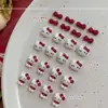 Accesorios para Uñas de Gato Rojo de Dibujos Animados Ankora Populares Accesorios de Diamante para Uñas de Gato Lindo Rojo Año Nuevo Rojo Vino Lazo