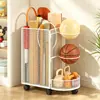 Cesta de Almacenamiento para Esterilla de Yoga Estante de Almacenamiento para Equipo Deportivo de Fitness con Ruedas Estante de Almacenamiento para Huecos del Hogar Baloncesto Bádminton