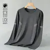 Camiseta de manga larga para hombre, estilo deportivo casual, cuello redondo, camiseta interior estampada de manga larga, camiseta para hombre