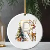 Adornos navideños 26 letras del alfabeto pequeño ciervo colgante acrílico 2D árbol de Navidad decoración del hogar navideña