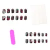 Artículo de moda de comercio exterior 24 piezas arte de uñas Halloween estilo gótico oscuro flores rojas calavera uñas cortas cuadradas ponibles venta al por mayor