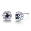Pendientes nuevos de moda transfronteriza de comercio exterior, estilo coreano, elegantes y modernos, con circonitas coloridas, pendientes redondos con incrustaciones de diamantes, pequeñas joyas.
