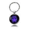 Lanzamiento Caliente Transfronterizo Exquisito Patrón de Doce Constelaciones 25mm Piedra de Tiempo Llavero de Moda y Versátil Accesorios para Hombres y Mujeres
