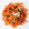 Guirnalda de Corona de Girasol para Acción de Gracias de Otoño Halloween Cruzada Boda Artificial Creativa Planta de Simulación Corona de Flores Adorno Colgante