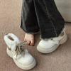 Botas de Neve para Mulheres 2022 Inverno Novo Solado Grosso Forrado com Lã Quente Lã de Cordeiro Branca Botas Versátil e Fofa Botas Curtas