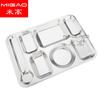 Plato de comida rápida de acero inoxidable extra grueso 304 Plato de comida rápida escolar de cuatro compartimentos, cinco compartimentos, seis compartimentos Plato de arroz Lonchera con adornos Lonchera