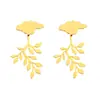 Pendientes Colgantes de Hoja Brillantes Tridimensionales Pendientes de Temperamento Transfronterizos Europeos y Americanos Pendientes Metálicos de Gama Alta para Mujer Pendientes de Otoño e Invierno