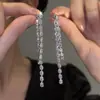 Pendientes Largos de Lágrima con Circonita de Cristal Aguja de Plata S925 Borla Larga Pendientes de Circonita para Mujer Lujo Ligero Gama Alta