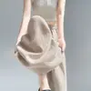 Calça Larga Feminina Verão 2026 Novo Estilo Strass Tencel Linho Perna Larga Yamamoto Reta Casual Calça Longa com Strass para Mulheres