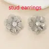 Pendientes de Flor Tridimensional de Zirconia Estilo Retro Francés Pendientes de Dos Usos para Mujer Moda Exagerados Pendientes de Diseño Metálico Hueco