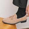 Zapatos de Piel para Hombre con Borlas y Puntera de Nobuk Estilo Británico Formal Casual de Negocios Mocasines sin Cordones Zapatos de Hombre