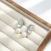 Nuevos Pendientes de Mariposa Dulces y Exquisitos Estilo Coreano Incrustados con Diamantes, Elegantes y Versátiles Clips para Orejas de Perla para Mujeres Sin Piercing