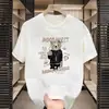Atacado do fabricante verão moderno desenho animado estampa de letra inglesa manga três quartos top solto gola redonda camiseta versátil