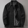 Nueva chaqueta vaquera de algodón negra de invierno para hombre, estilo americano, marca de moda de calle, chaqueta gruesa y cálida de algodón.