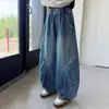 Pantalones Vaqueros Anchos para Niñas Primavera y Otoño 2026 Nuevo Estilo Coreano Sueltos Largos Pantalones Curvos Retro Elegantes