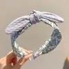 Faixa de Cabeça Infantil Floral com Laço e Aba Larga Que Não Puxa o Cabelo, Presilha Fofa de Orelhas de Coelho para Meninas e Bebês