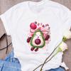 Mulheres Bonito Abacate Casal Amor Desenho Animado Frutas Roupas Estampadas Camiseta Feminina Estampada Top Roupas Doces