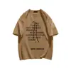 Camiseta de Manga Corta de Algodón Puro con Estampado de Letra de Lazo Estilo Ballet Americano Verano Moderna Versátil para Hombres y Mujeres