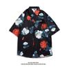 Camisa vintage floral estilo Hong Kong, masculina, manga curta, com estampa havaiana, casual, estilo japonês, camisa solta