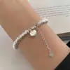 Pulseira Rosa Coração de Menina Amor Linha Simples Moda Laço Pulseira Versátil Estilo Ins Pulseira Moda Fresca