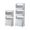 Nuevo Estante de Baño Cesta de Lavandería de Plástico Estante de Almacenamiento de Cocina Estante de Cuatro Niveles con Ruedas Carrito Pequeño Estante de Almacenamiento de Cocina