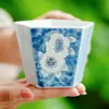 Taza de Té Azul Jazmín Tinta Borracha, una taza de cerámica especial para el anfitrión, un juego de té de alta gama y personalizado, una taza exquisita para disfrutar del té