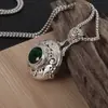 Popular Joyería Transfronteriza Europea y Americana Diamante Verde Oscuro Plata Caja Redonda Colgante Versátil Gama Alta Lujo Ligero Collar para Mujer Fabricante Mayorista