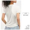 Top de Yoga de Secado Rápido Alta Elasticidad Manga Corta para Mujer Verano Transpirable Ajustado Pilates Deporte Fitness Camiseta