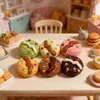 Miniatura de Brinquedo de Comida Pão Peças Fofas Loja de Padaria Decoração Adereços Pão de Resina Realista Acessórios DIY Chaveiro
