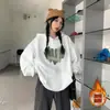 Sudadera con Capucha de Gato de Dibujos Animados Blanca y Gris para Mujer 2026 Nueva Otoño e Invierno Sudadera Estilo Coreano Conjunto Minimalista Top Chaqueta