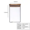Pote de Vidro Selado Pote para Armazenamento de Grãos e Alimentos na Cozinha Pote de Armazenamento de Vidro Borossilicato Alto Transparente Pote de Chá com Tampa de Bambu