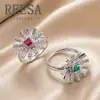Exportación Transfronteriza Europea y Americana de Anillos de Moda con Diseño de Flor de Piedra Preciosa de Color Brillante con un Toque de Alta Gama, Stock Listo del Fabricante en Amazon