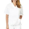 Camiseta de uniforme de enfermera de color liso con cuello en V y manga corta para mujer