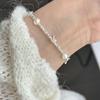 Pulsera de Plata con Mariposa Tridimensional para Mujer, Pulsera Geométrica Irregular de Lujo Ligero con Perlas, Joyería de Mano Personalizada