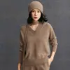 Tricô Simples de Cashmere Feminino Outono e Inverno Novo Tricô Versátil Solto, Preguiçoso, Fashion e com Efeito Emagrecedor