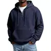 Jaqueta Masculina com Capuz de Cor Sólida, Manga Longa, Waffle, Estilo Americano, Outono/Inverno, Nova, Casual Solta, Roupas Masculinas Hoodie