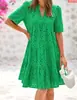Vestido de Verão Feminino 2026, Vestido de Praia Bordado de Algodão Puro com Decote V Francês, Deslumbrante Vestido para Férias na Beira-Mar