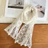 Lenço Triângulo de Renda Bordado Floral Vintage, Malha Semitransparente com Bordas Franzidas, Faixa de Cabeça Decorativa Suave Estilo Francês, Lenço Longo